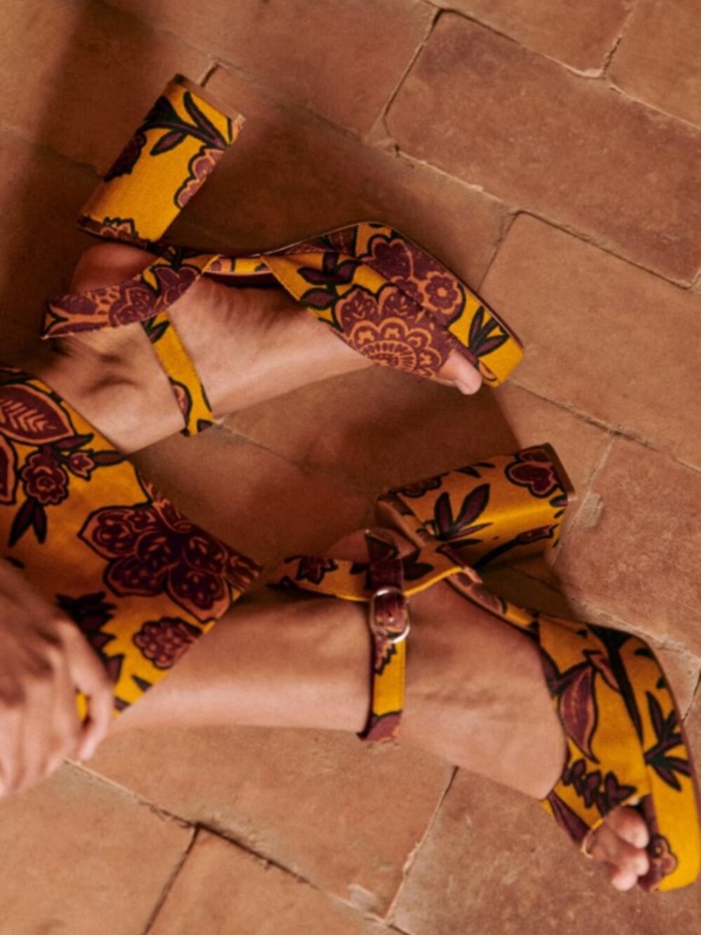 Sezane High Ginnie Sandals in Ochre Multicolor - Picture 4 of 10